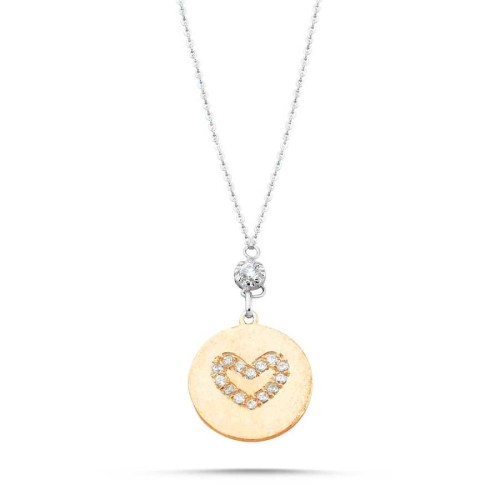 Zirkon Taşlı Kalp Gümüş Bayan Kolye - CNG Jewels