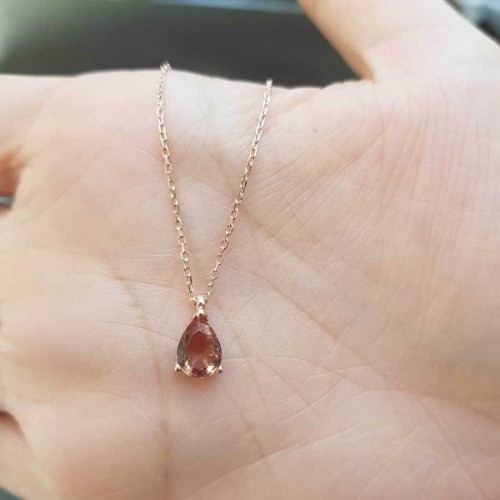 Zultanit Taşlı Küçük Damla Rose Gümüş Kadın Kolye - CNG Jewels (1)