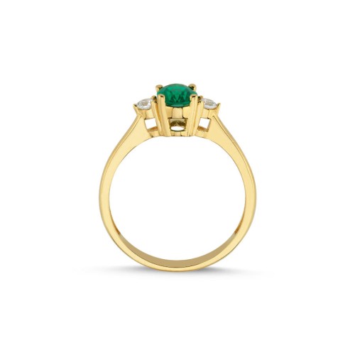 Zümrüt Yeşili 14 Ayar Altın Yüzük - CNG Jewels (1)